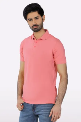 Peach Jacquard Collar Polo