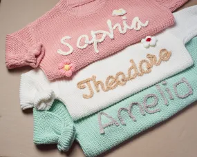 Personalized Embroidered Sweater with Name, Custom Kids Jumper, Customized Baby Gifts, Baby Shower Gifts, Knit Infant Jumper, Newborn Gift