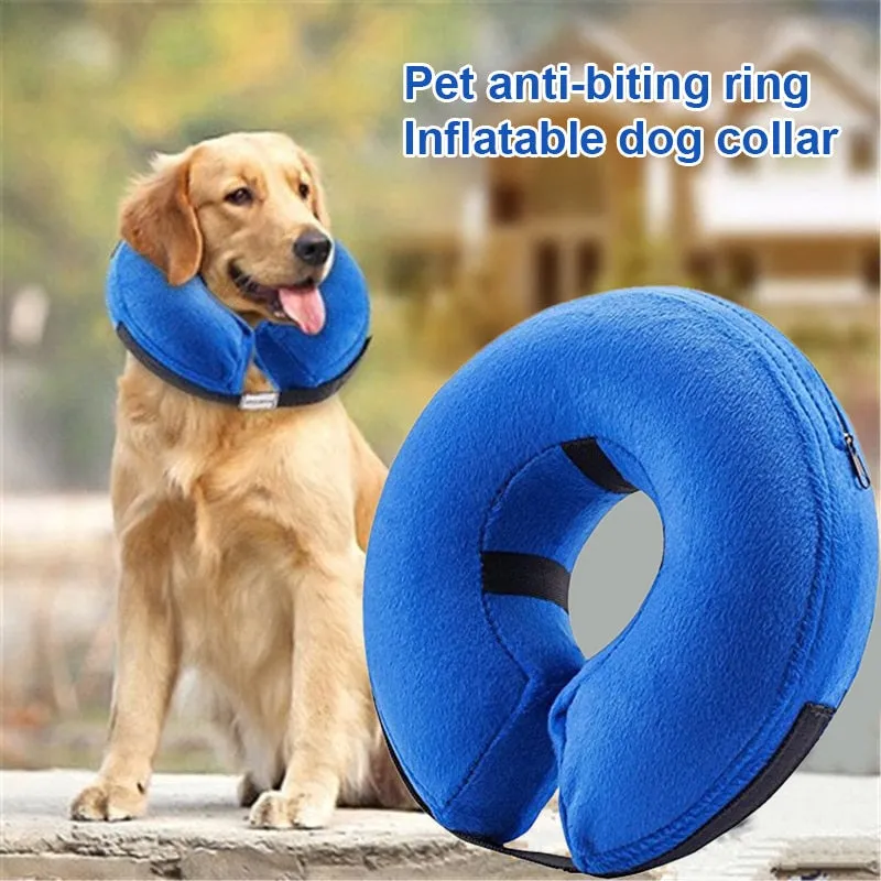 Pet Dog Collar Inflatable Anti-Bite Recovery Neck Protector Surgery Cone