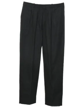 Pinstriped Black Trousers - W34 L30