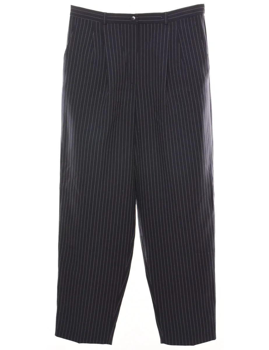 Pinstriped Navy Trousers - W32 L30