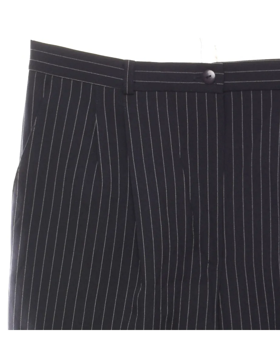 Pinstriped Navy Trousers - W32 L30