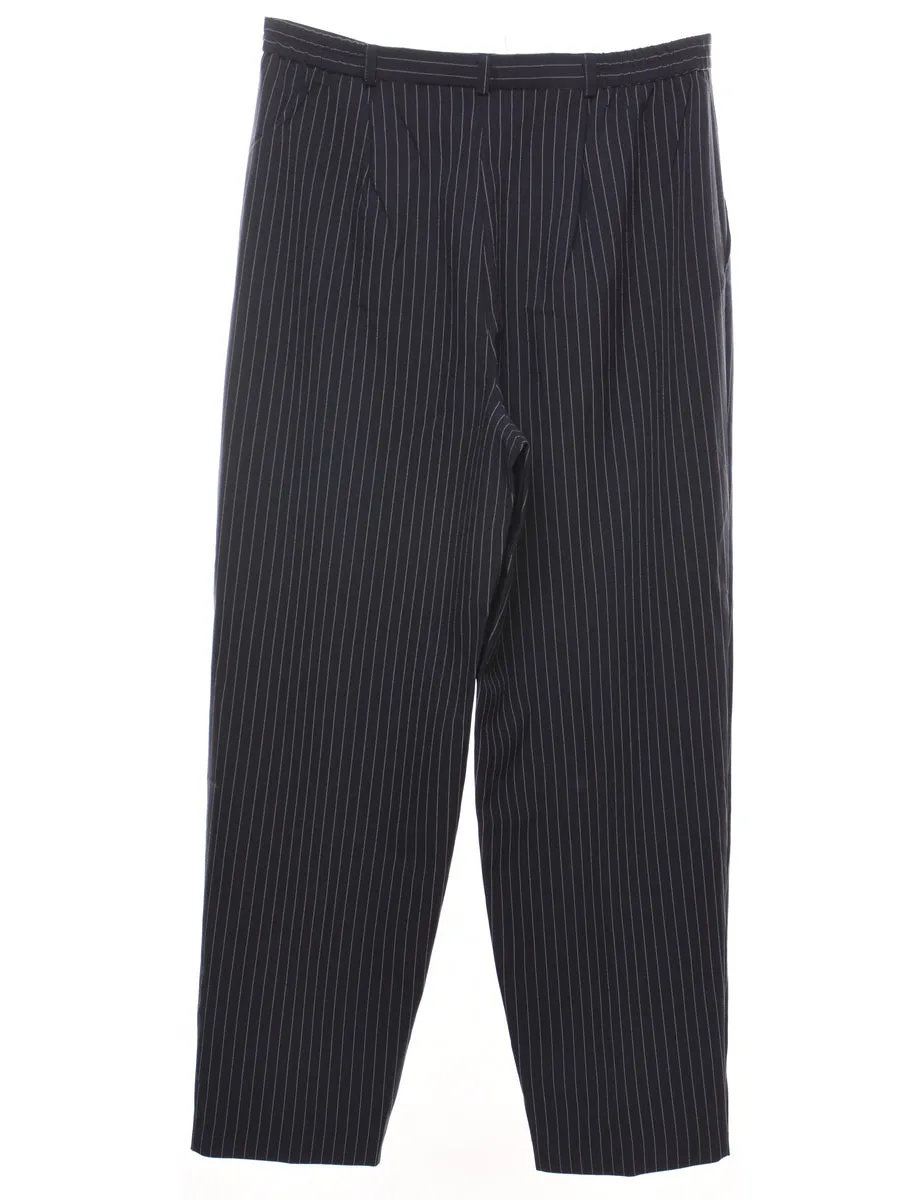 Pinstriped Navy Trousers - W32 L30