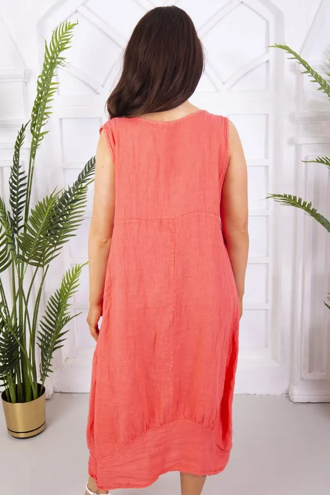 Plain Linen Pocket Dress