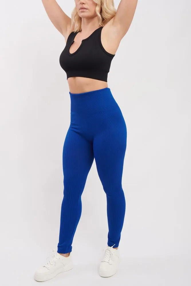 Plain Ribbed Elasticated Waistband Legging