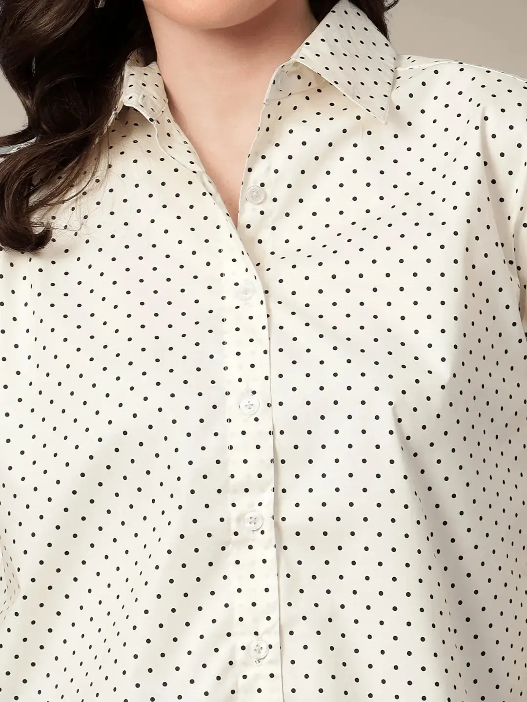 Polka Dots Cotton Poplin Oversized Shirt