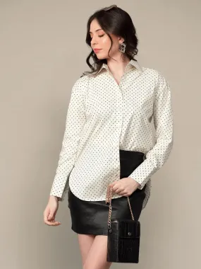 Polka Dots Cotton Poplin Oversized Shirt