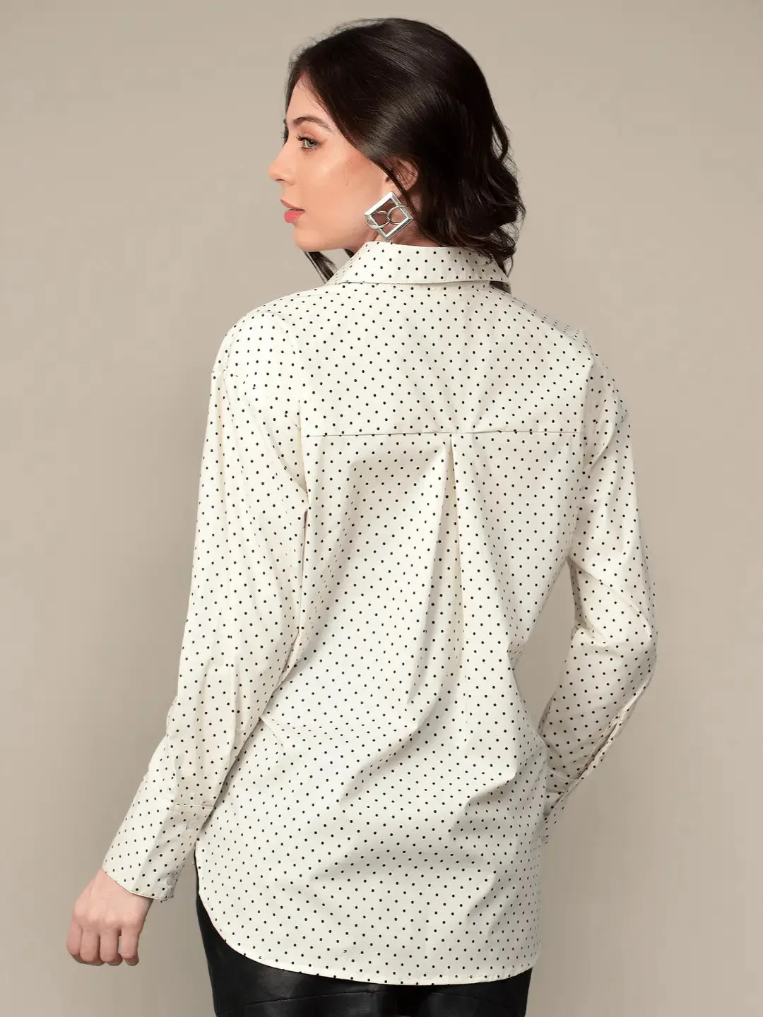 Polka Dots Cotton Poplin Oversized Shirt