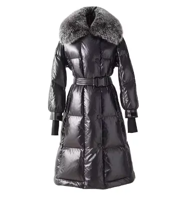 Real Fur Collar Long Loose Down Coat