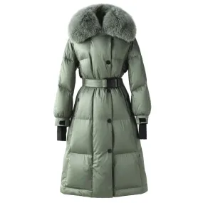 Real Fur Collar Long Loose Down Coat