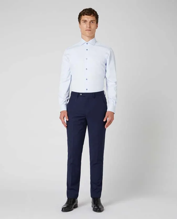 Remus Uomo Seville Long Sleeve Formal Tapered Shirt With Stretch - Light Blue