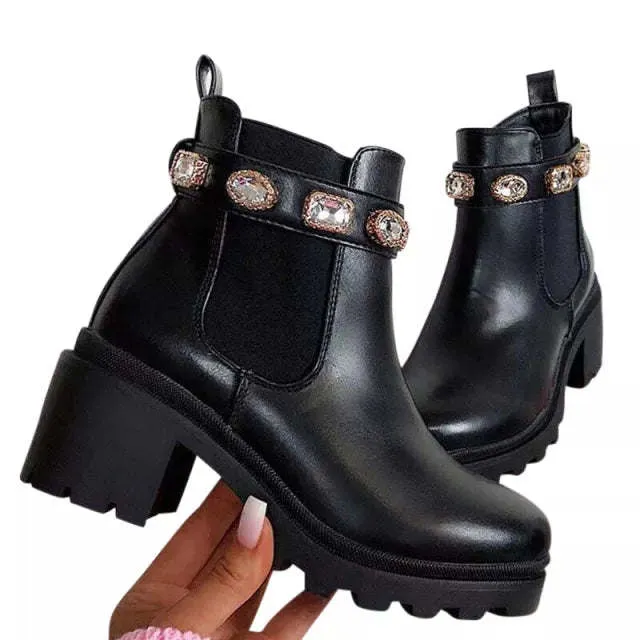 Rhinestone Rainbow Ankle Boots