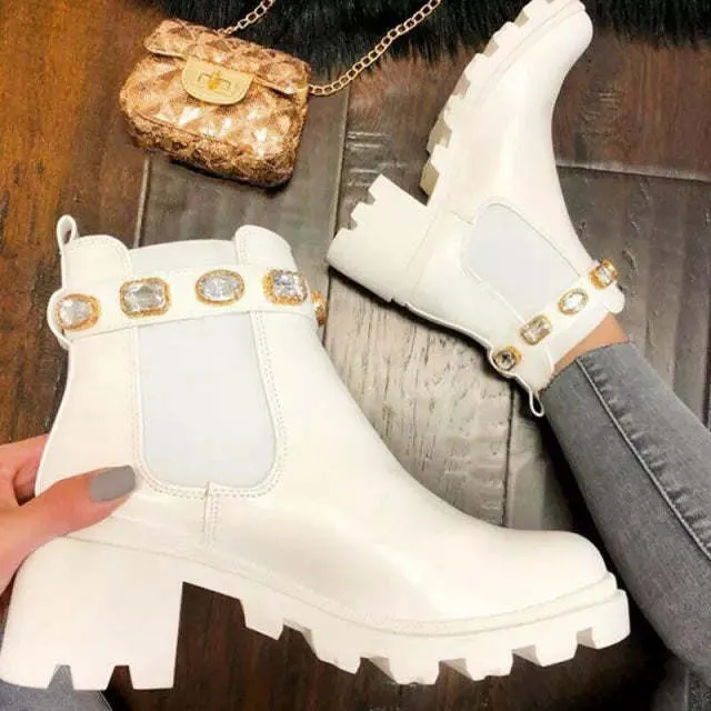 Rhinestone Rainbow Ankle Boots