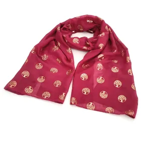 Rose Gold Tree of Life Scarf - Pink  (50x180cm)