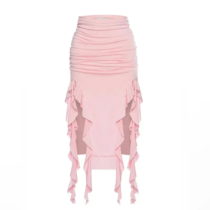 Rose Ruffle Midi Skirt