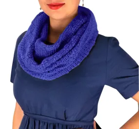 Royal Blue Womens Glamorous Chic Warm Knitted Winter Snood Infinity Loop Scarf