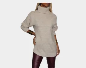 Sand beige Long Sleeve turtleneck Sweater - The Park Avenue