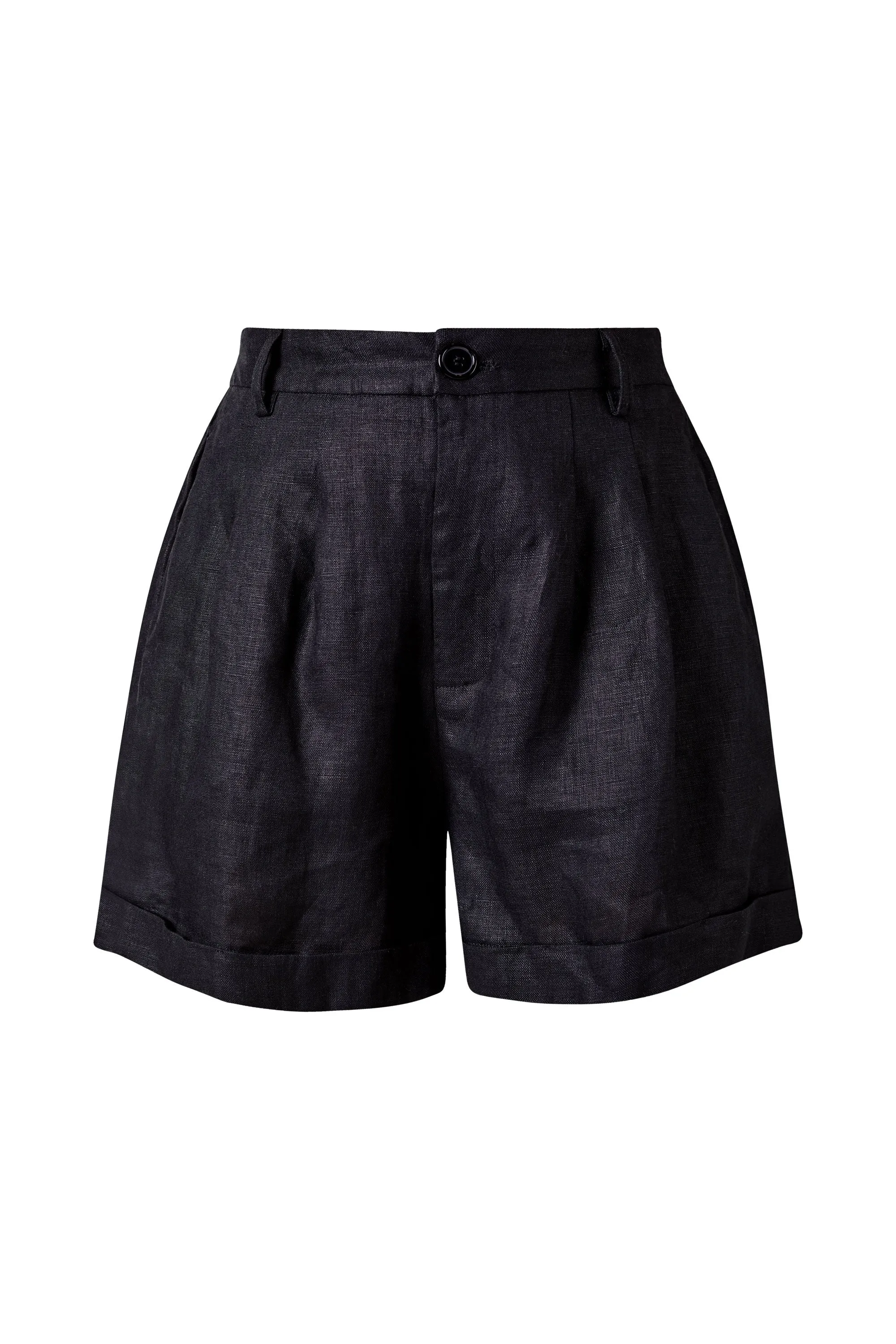 Savannah Black Linen Shorts