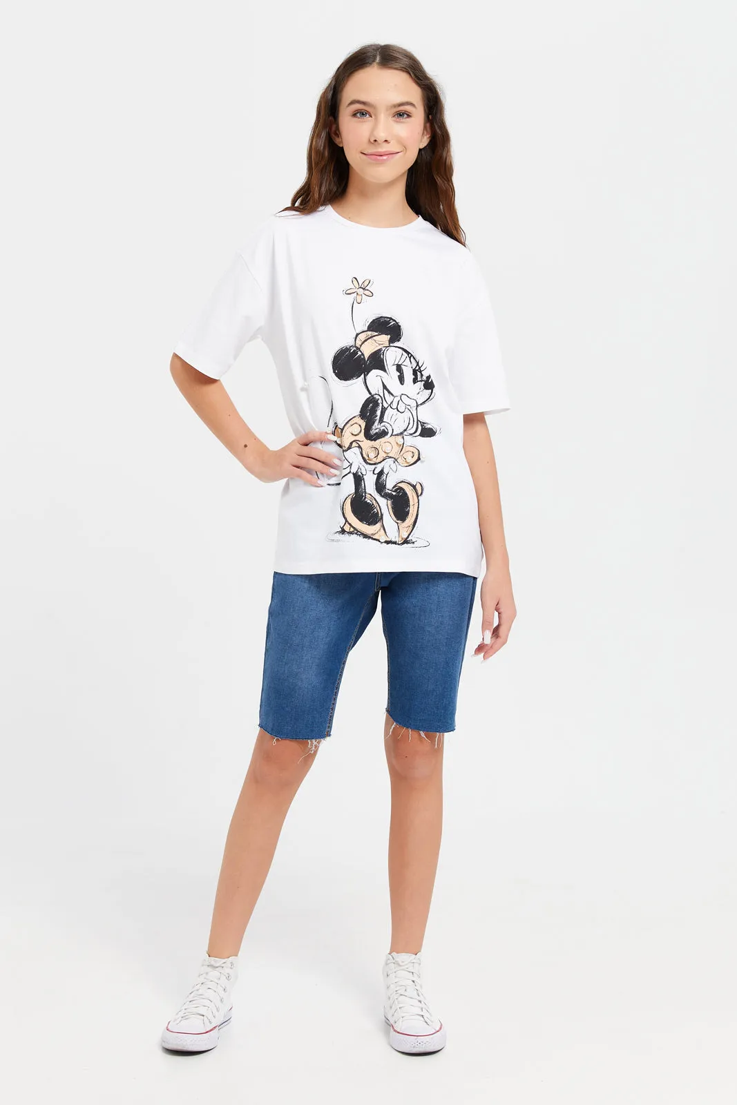 Senior Girls White Minnie Mouse T-Shirt