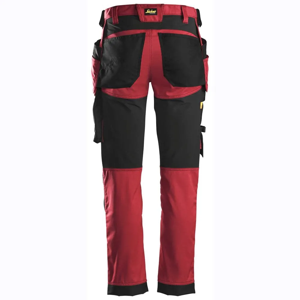 Snickers 6241 AllroundWork, Stretch Work Knee Pad Trousers Holster Pockets Red