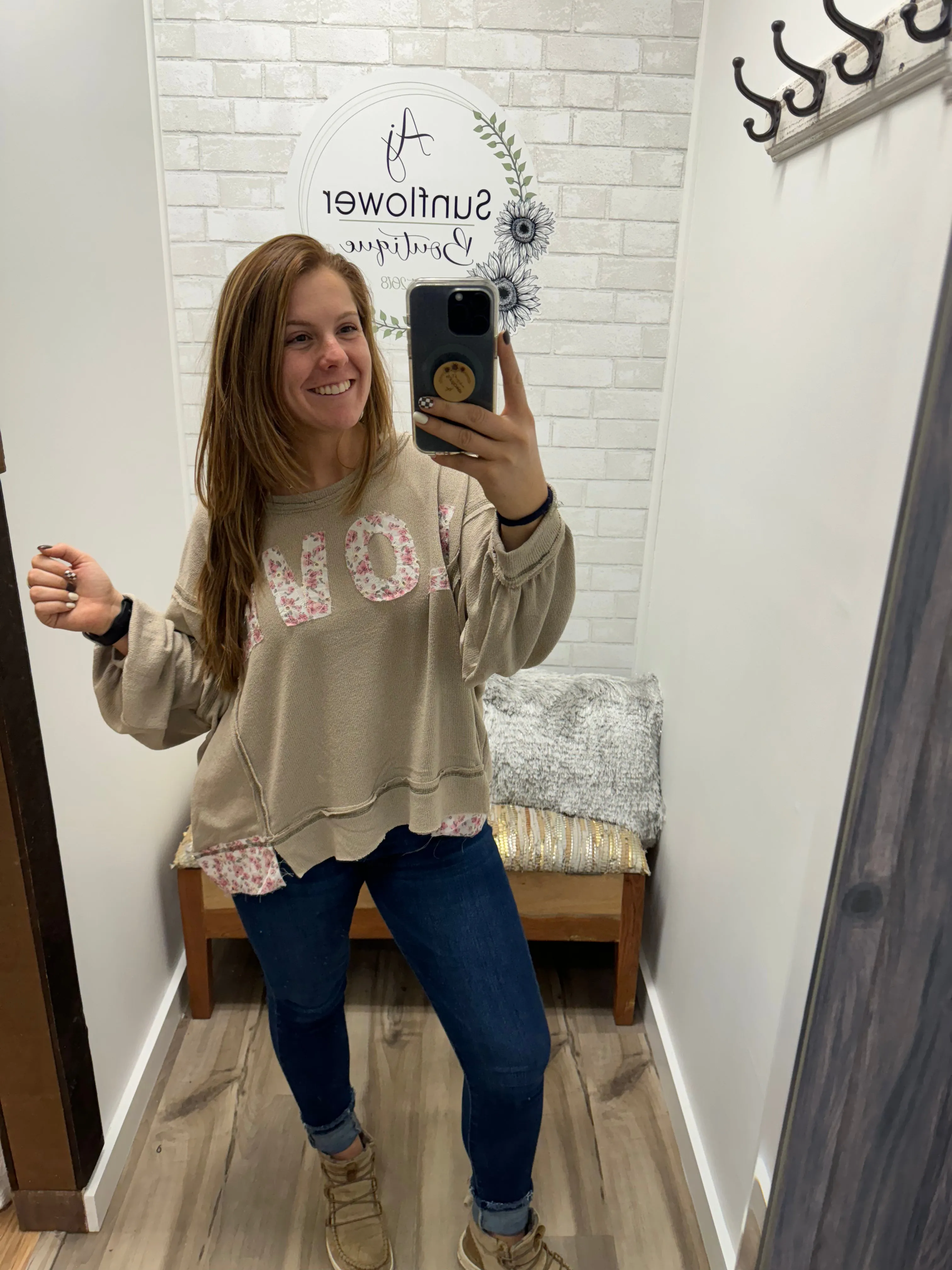 Snow in Love Long Sleeve Sweater -Taupe