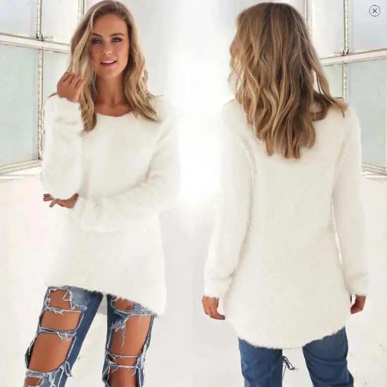 Solid Color Long Sleeve Women's Sweater Top