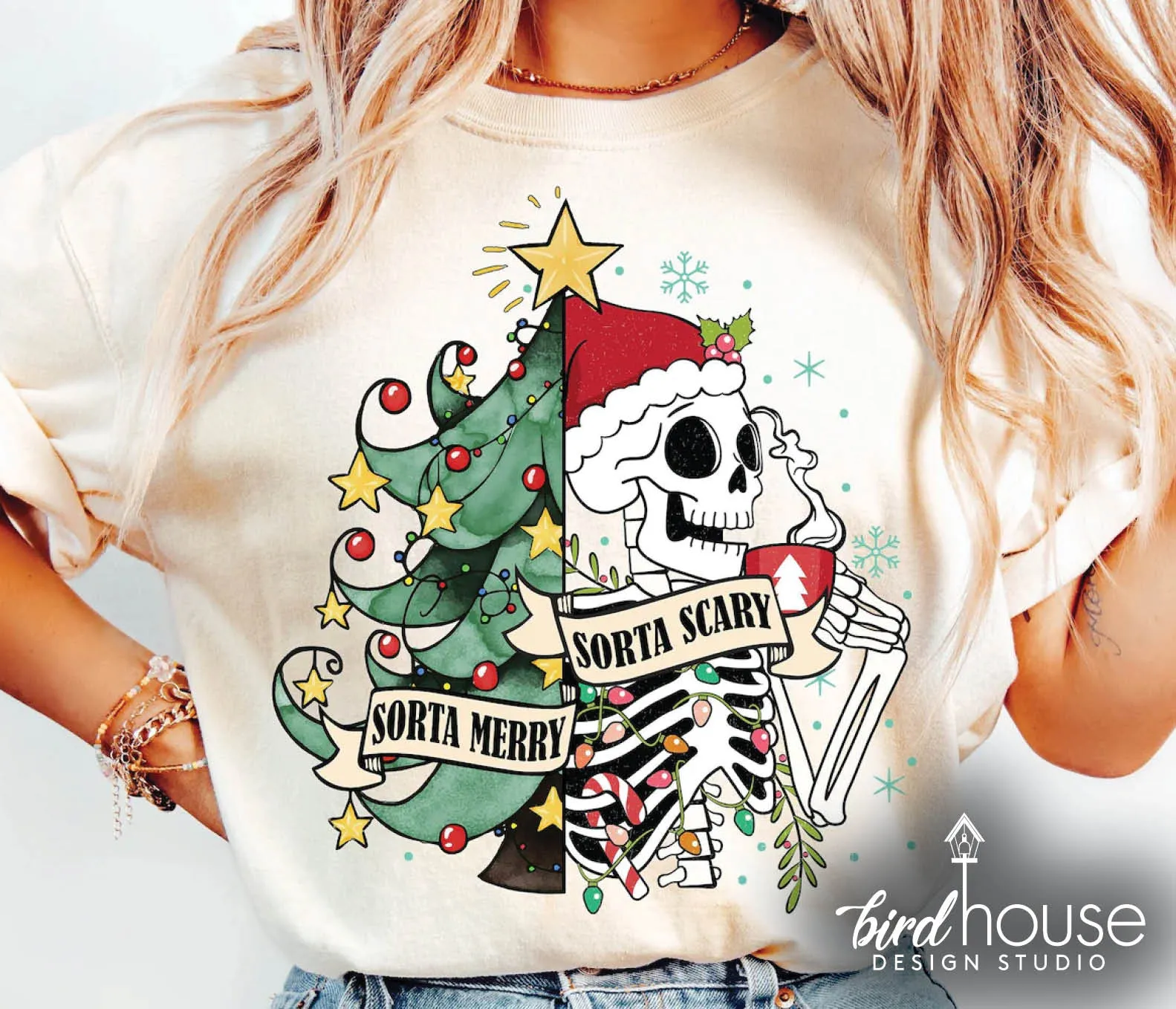 Sorta Merry, Sorta Scary Shirt, Cute Christmas Graphic Tee