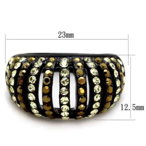 Stainless Steel Ring Top GRD Crystal Multi TK1865 for Women Style BlackIon