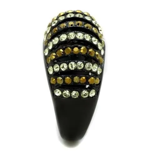 Stainless Steel Ring Top GRD Crystal Multi TK1865 for Women Style BlackIon