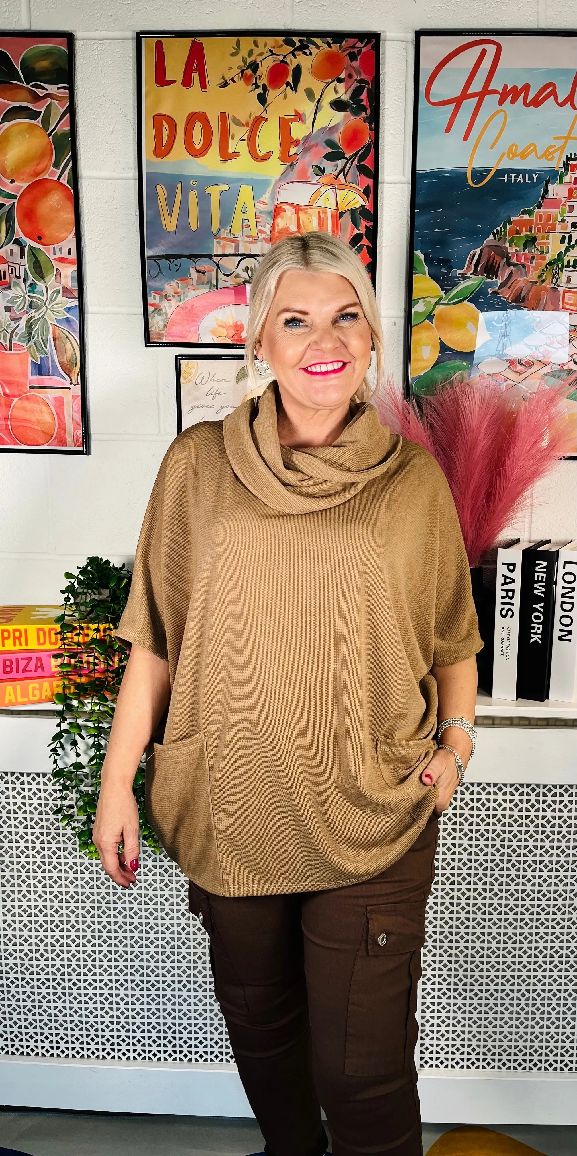 Sterling Cowl Neck Jumper - Caramel