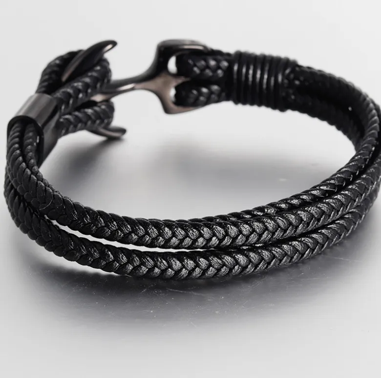 Striking Punk-inspired Leather Bracelet for Men