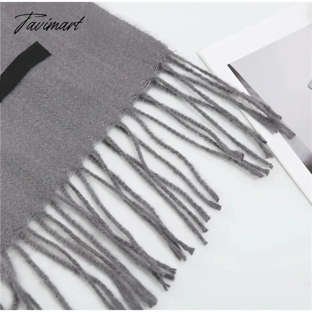 Tavimart Winter Women Cashmere Scarves Solid Color Lady Thicken Warm Pashmina Shawl Tassel Scarves Versatile Fashion Female Long Scarves