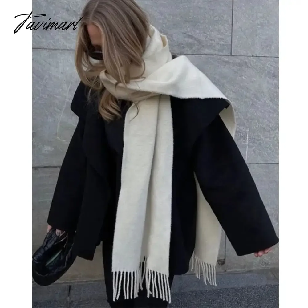 Tavimart Winter Women Cashmere Scarves Solid Color Lady Thicken Warm Pashmina Shawl Tassel Scarves Versatile Fashion Female Long Scarves