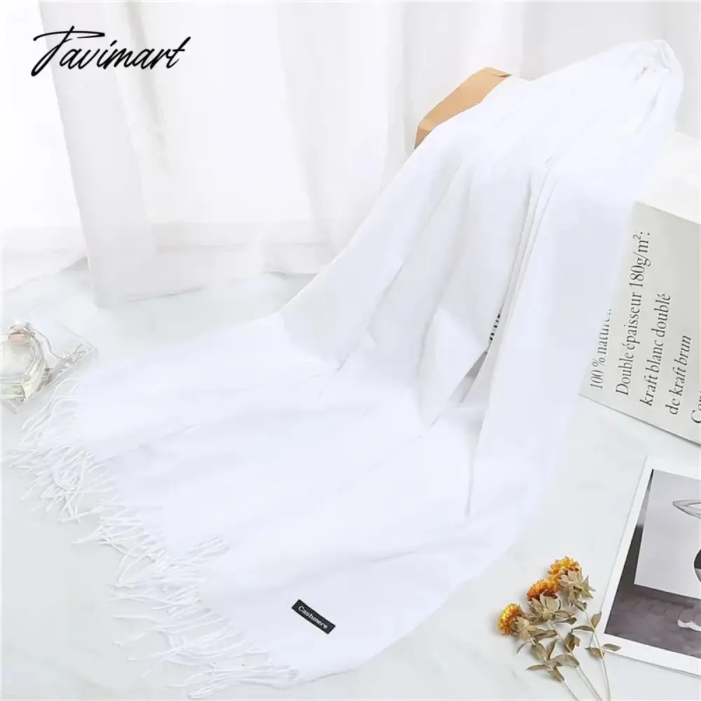 Tavimart Winter Women Cashmere Scarves Solid Color Lady Thicken Warm Pashmina Shawl Tassel Scarves Versatile Fashion Female Long Scarves