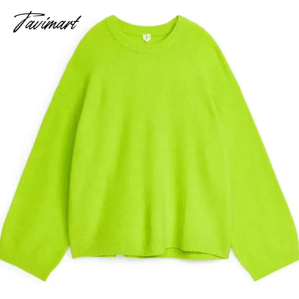 TAVIMART Women's Solid O-neck Pullover Sweaters Autumn Winter Long Sleeve Knitted Jumpers Versatile Fashion Female Warm Fit Knitwear