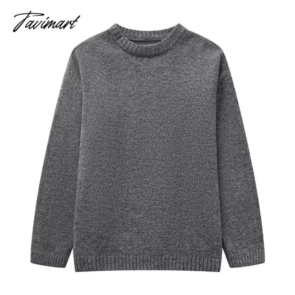 TAVIMART Women's Solid O-neck Pullover Sweaters Autumn Winter Long Sleeve Knitted Jumpers Versatile Fashion Female Warm Fit Knitwear