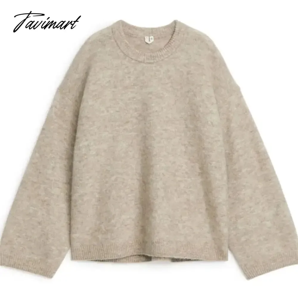 TAVIMART Women's Solid O-neck Pullover Sweaters Autumn Winter Long Sleeve Knitted Jumpers Versatile Fashion Female Warm Fit Knitwear