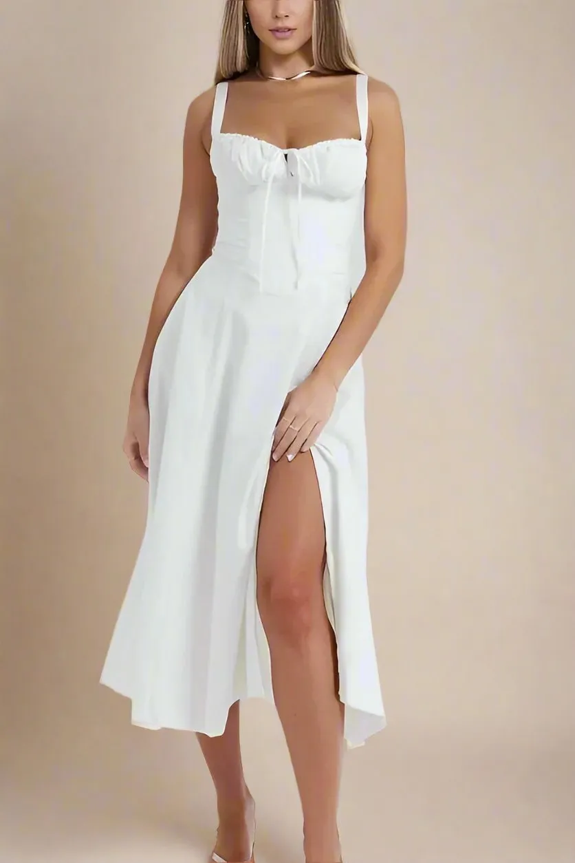 Taylor Bodycon Day Midi Dress - Pearl White