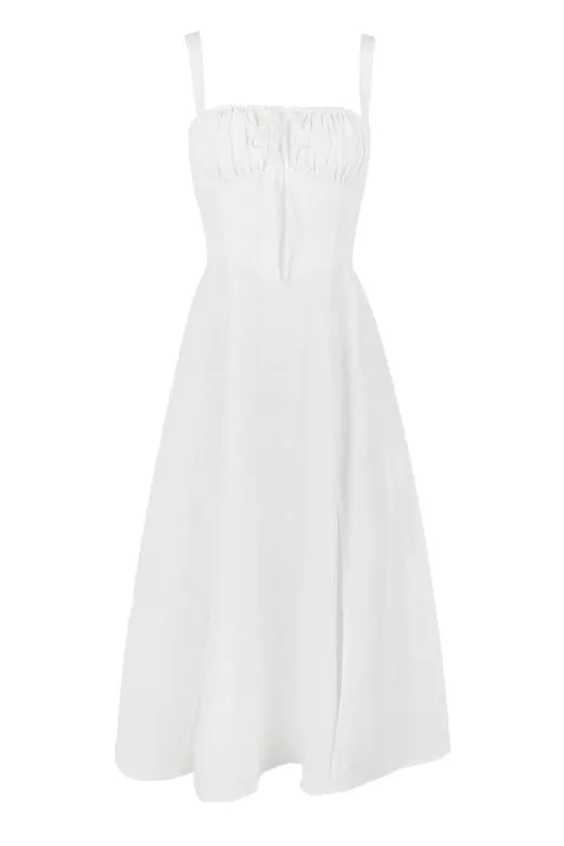 Taylor Bodycon Day Midi Dress - Pearl White