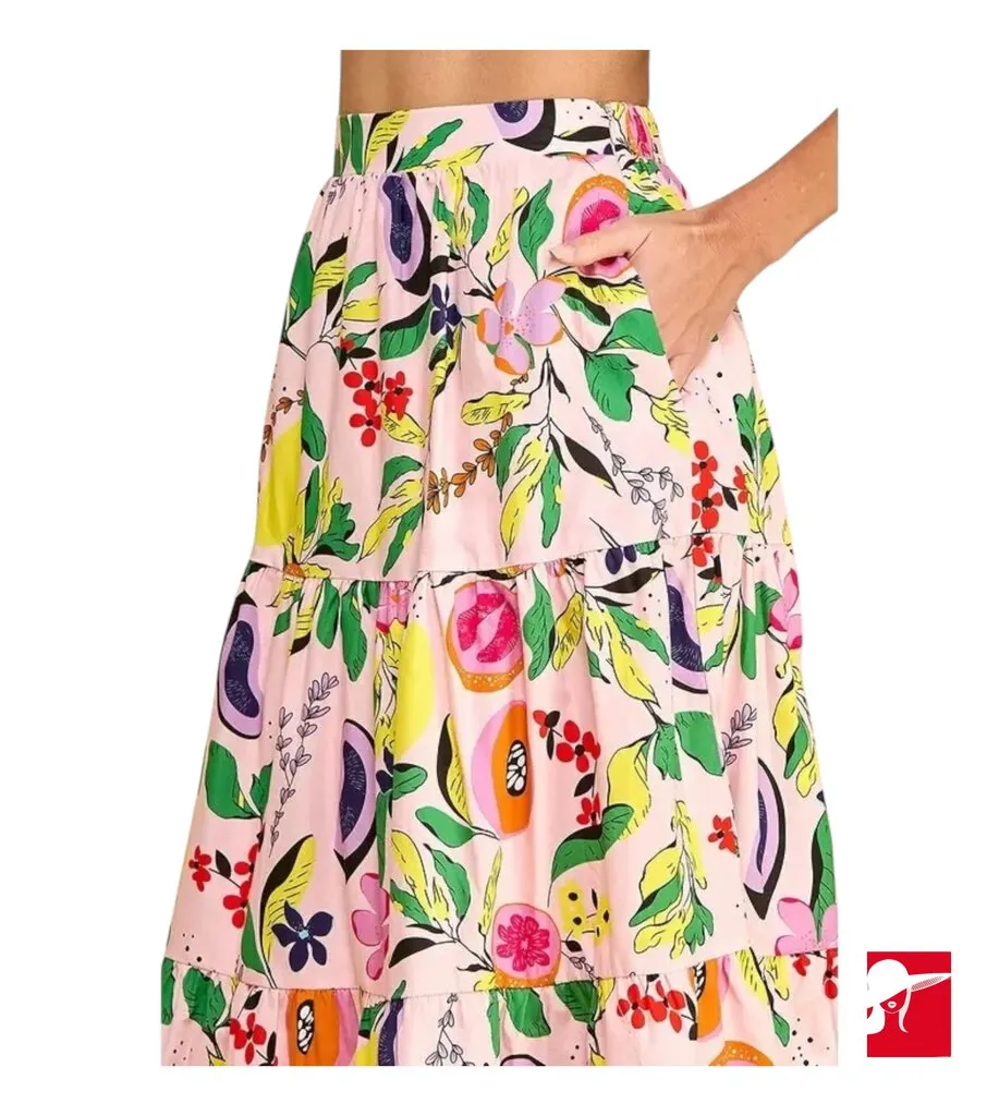 TCEC Floral tiered midi skirt NEW size M