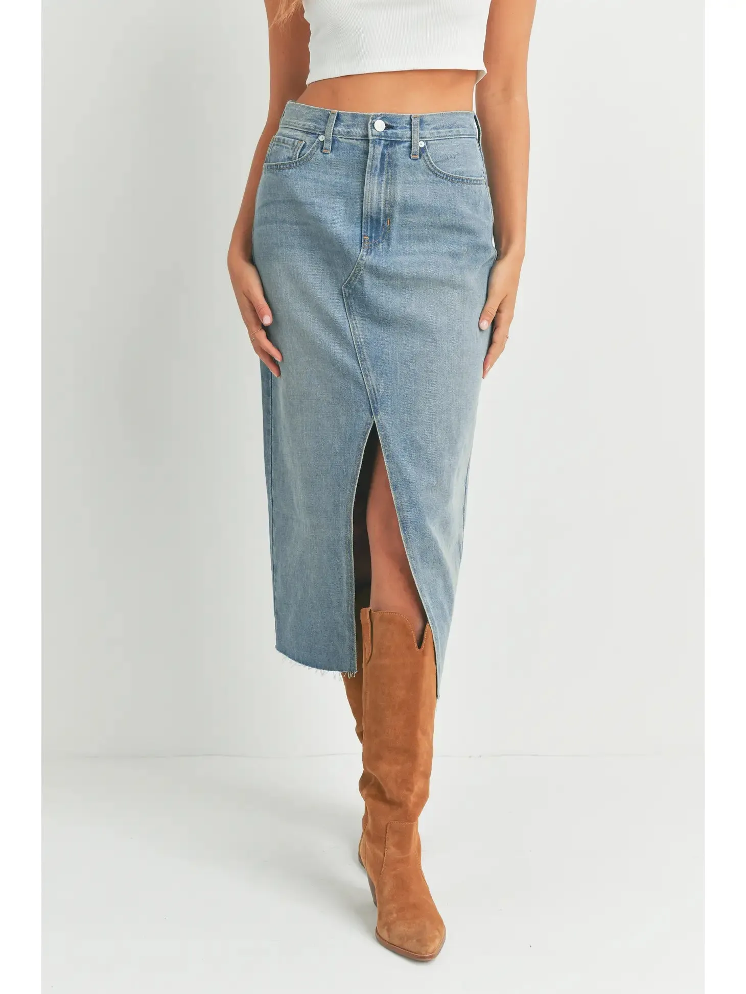 The Split Denim Skirt