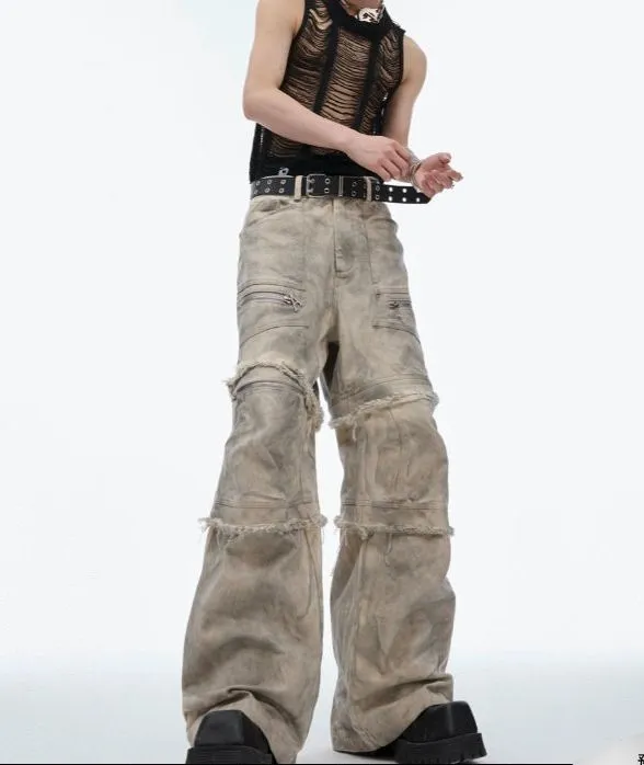 Tie-Dyed Raw Edge Cargo Pants