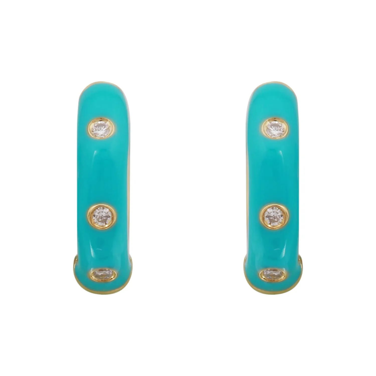 Turquoise Enamel Huggies