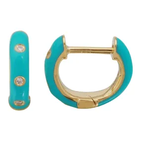 Turquoise Enamel Huggies