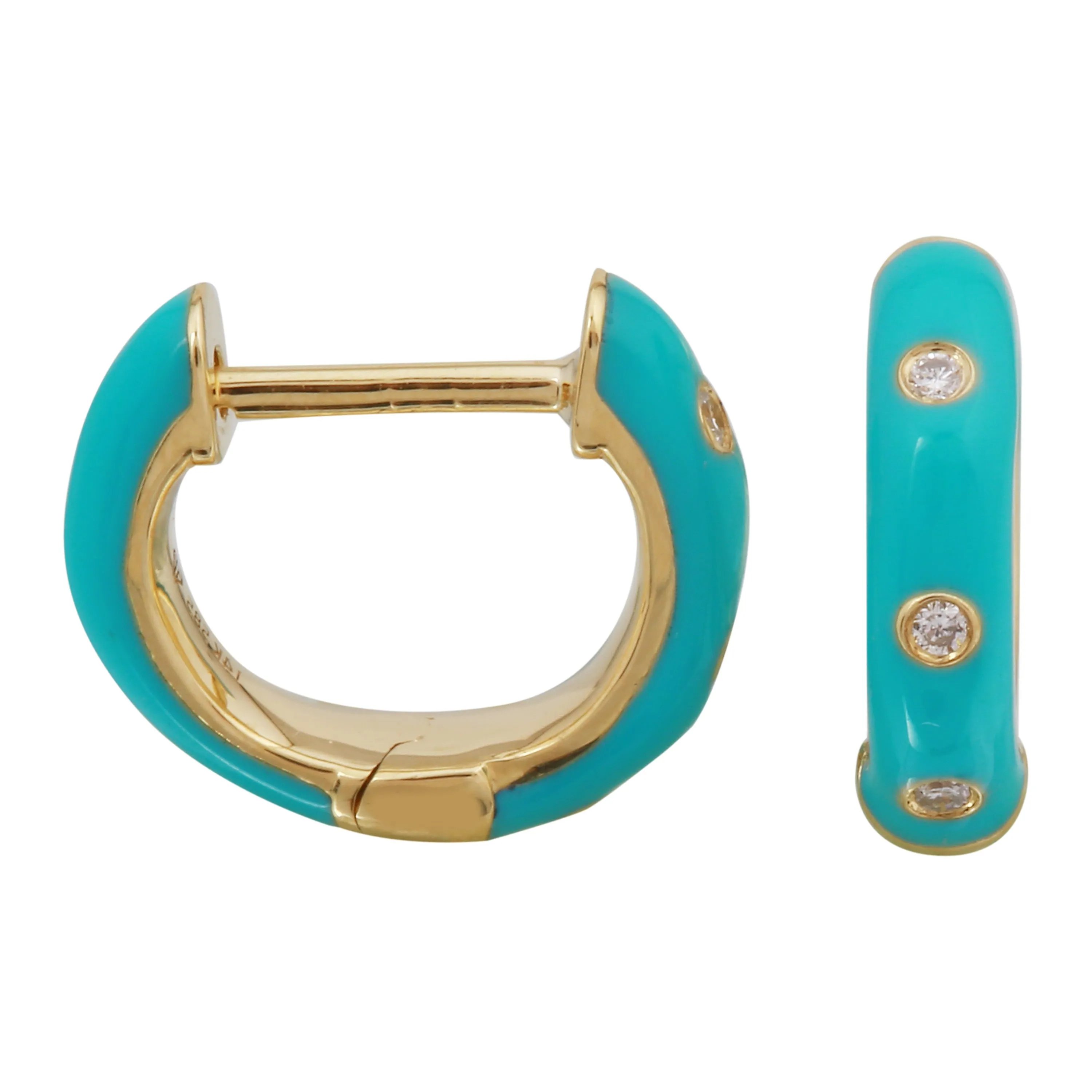 Turquoise Enamel Huggies