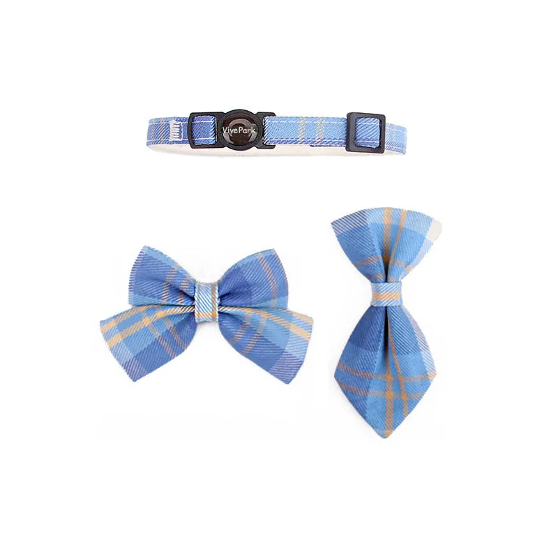 Uniform Plaid Cat Collar Bowtie