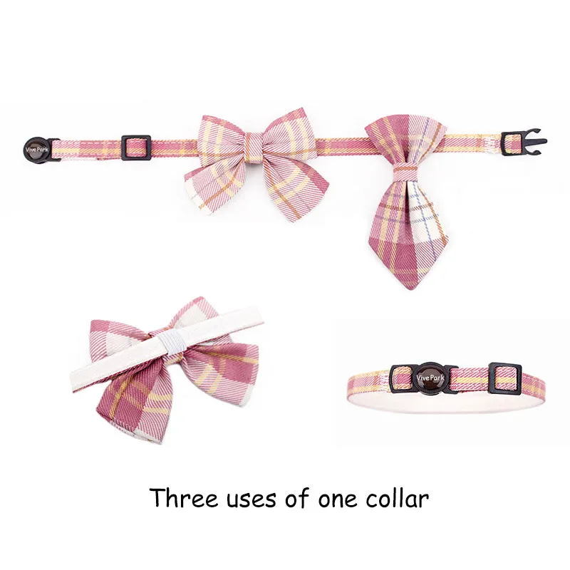 Uniform Plaid Cat Collar Bowtie