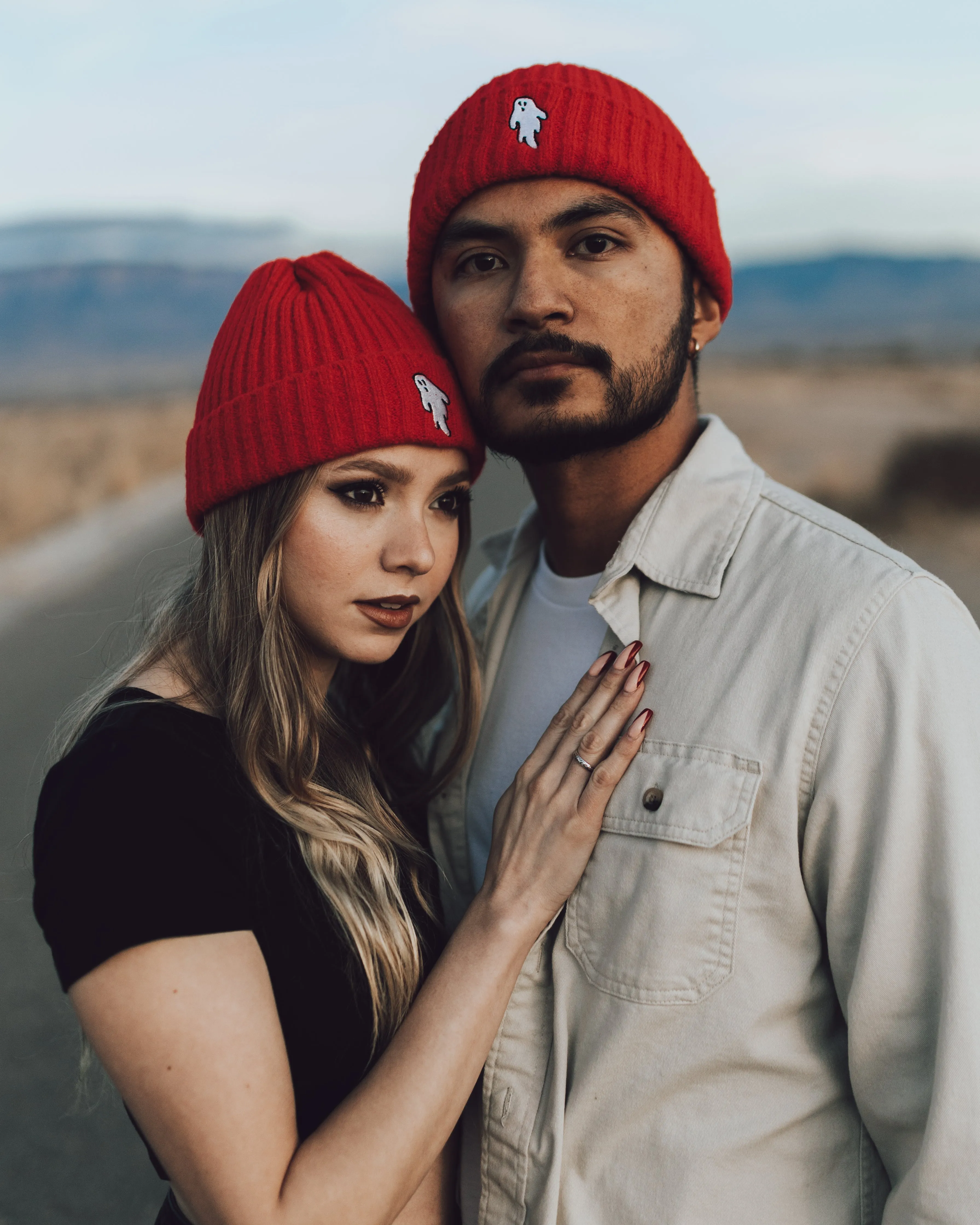 Vampire Red | Ghostie Embroidered & Reversible Knit Beanie