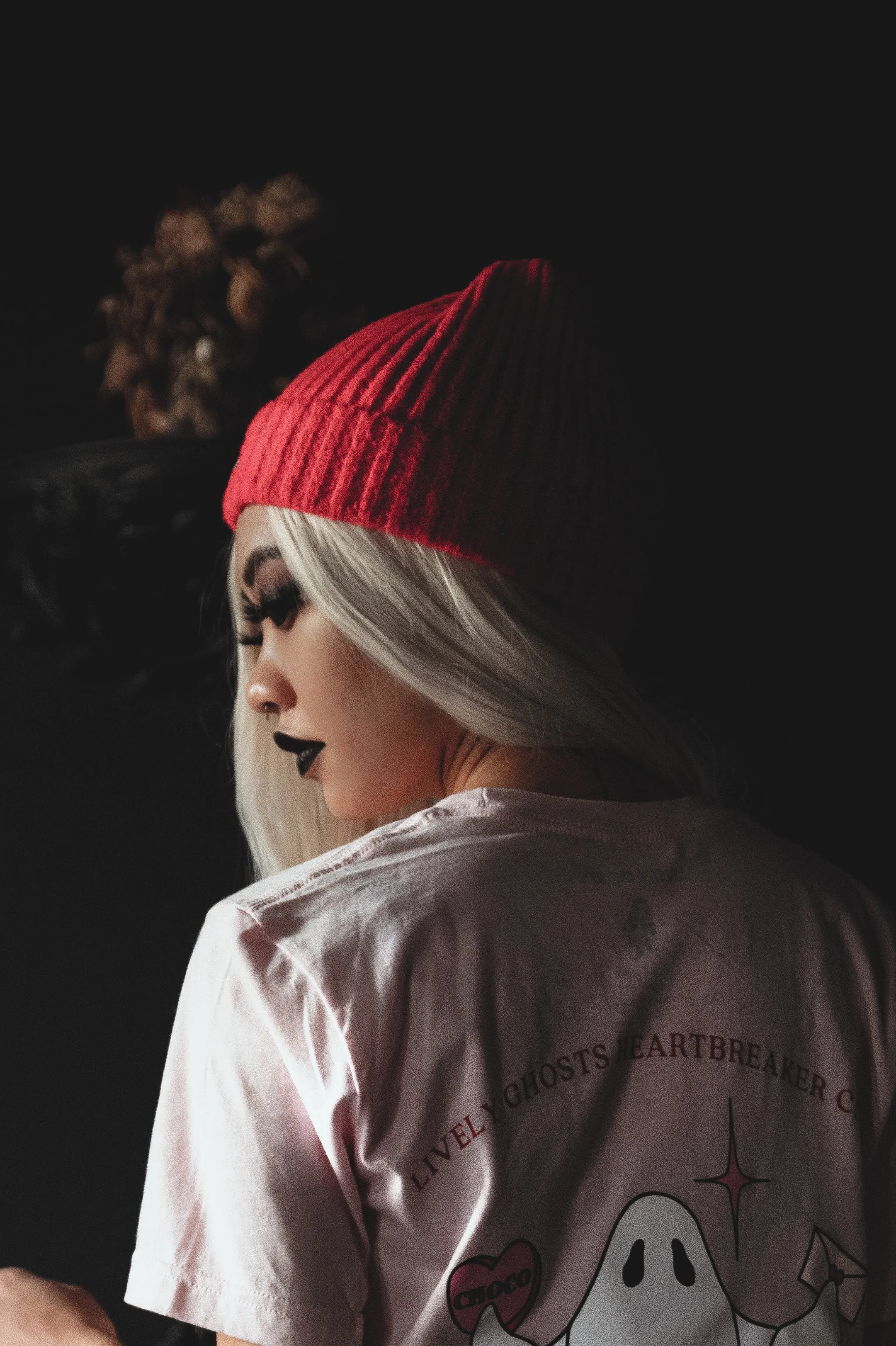 Vampire Red | Ghostie Embroidered & Reversible Knit Beanie