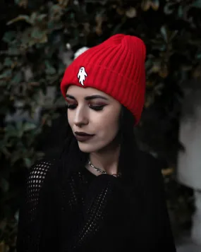 Vampire Red | Ghostie Embroidered & Reversible Knit Beanie